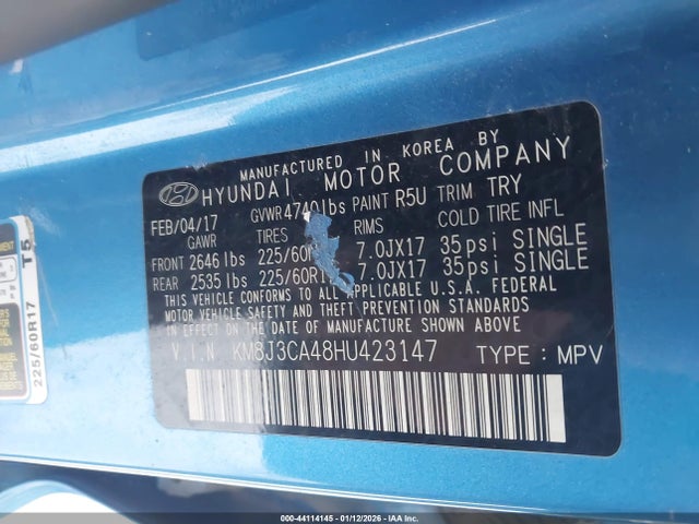 2017 HYUNDAI TUCSON KM8J3CA48HU423147 Photo 8