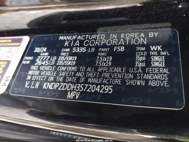 Продаж на аукціоні авто 2025 Kia Sportage Plug-in Hybrid X-line Prestige, vin: KNDPZDDH3S7204295, номер лоту: 44114188