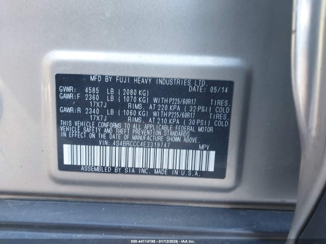 4S4BRCCC4E3319747 Subaru Outback 2.5i Premium