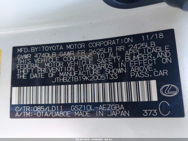 JTHBZ1B19K2005133 Lexus ES 350