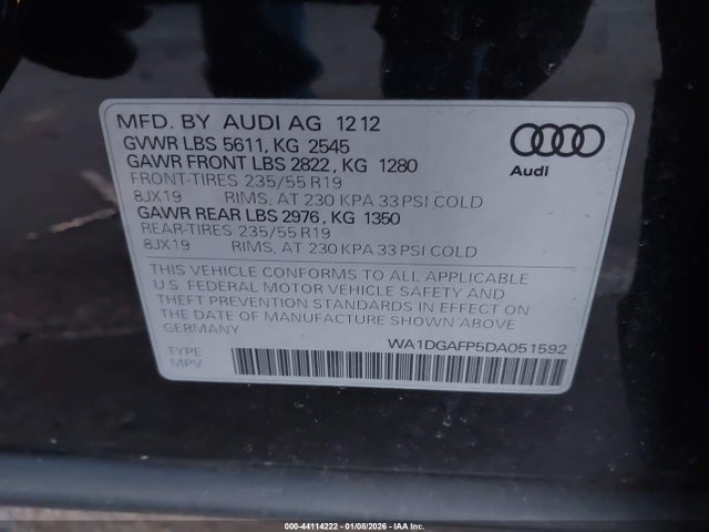 2013 AUDI Q5 WA1DGAFP5DA051592 Photo 8