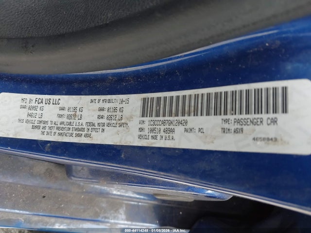Aukcja sprzedaży 2016 Chrysler 200 Limited, vin: 1C3CCCAB7GN120420, numer aukcji: 44114248