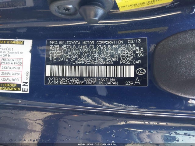 Продажа на аукционе авто 2013 Lexus Is 250c, vin: JTHFF2C25D2528546, номер лота: 44114301