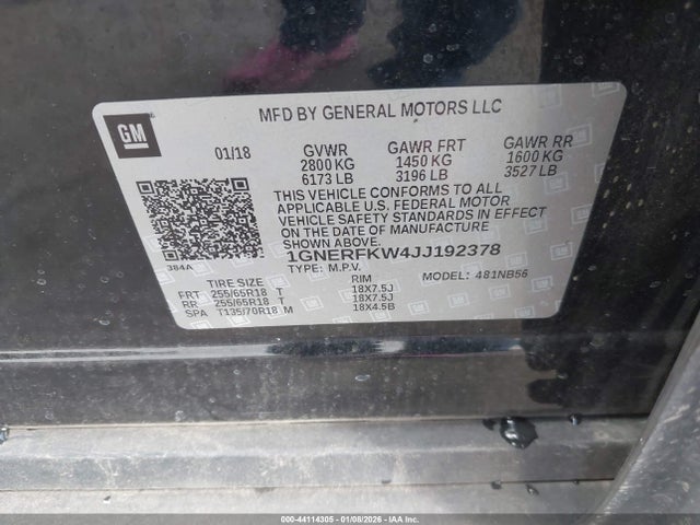 1GNERFKW4JJ192378 Chevrolet Traverse Ls