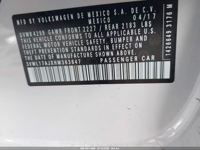 2017 VOLKSWAGEN JETTA 3VWL17AJXHM363647 Photo 8