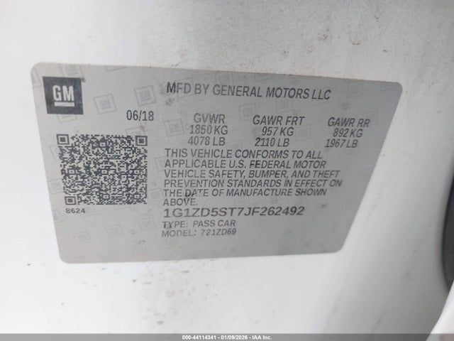 1G1ZD5ST7JF262492 Chevrolet MALIBU LT