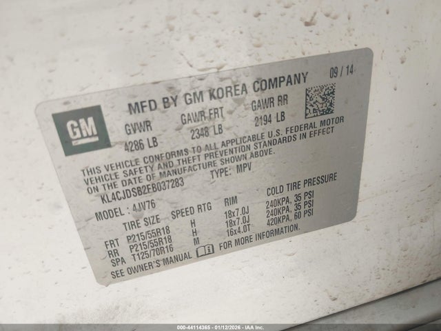 44114365 :رقم المزاد ، KL4CJDSB2FB037283 vin ، 2015 Buick Encore Premium مزاد بيع