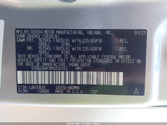 Toyota Highlander Xle 2021 5TDGZRAH1MS050163 Image 9