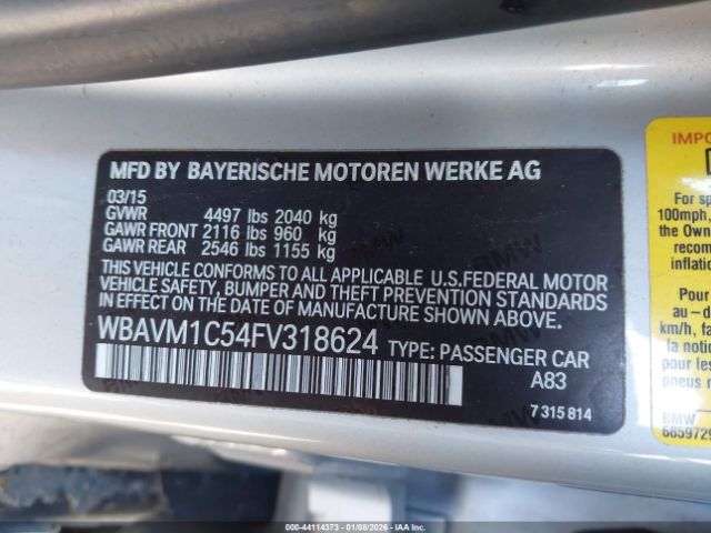 2015 BMW X1 WBAVM1C54FV318624 Photo 8