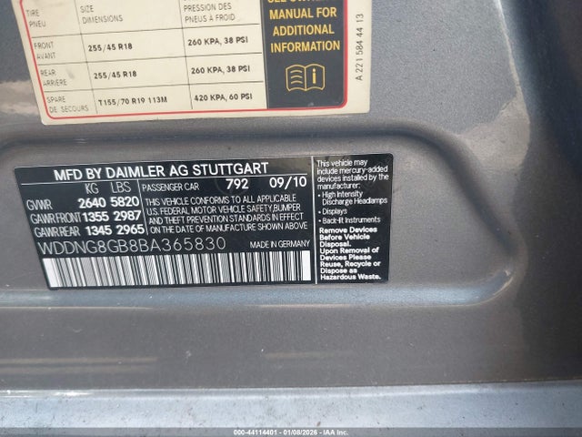 2011 MERCEDES-BENZ S 550 WDDNG8GB8BA365830 Photo 8