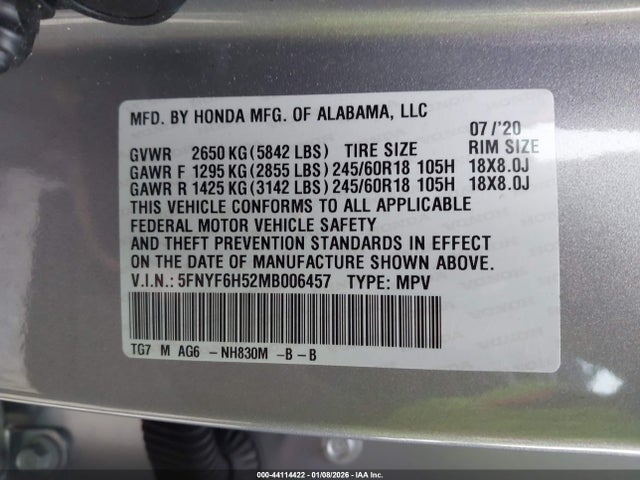 Honda Pilot Awd Ex-l 2021 5FNYF6H52MB006457 Image 9