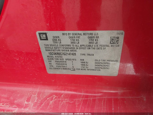 1GCVKREC7GZ147428 Chevrolet l83 - sidi, vvt, afm, e85 max, aluminum