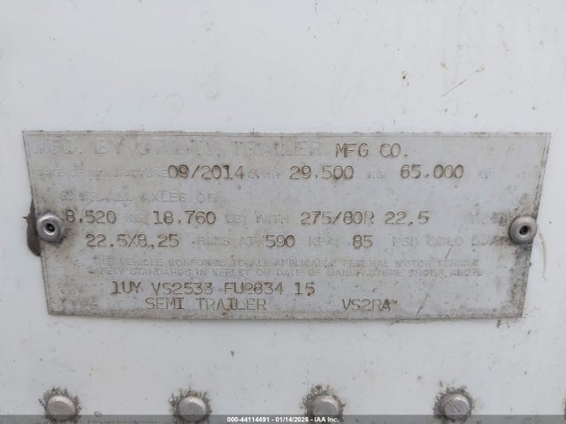 Aukcja sprzedaży 2015 Utility Trailer Mfg Unknown, vin: 1UYVS2533FU283415, numer aukcji: 44114491