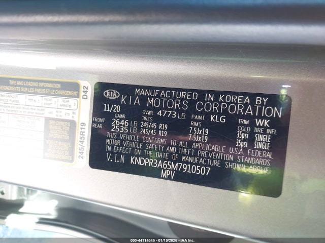 KNDPR3A65M7910507 KIA Sportage Sx Turbo