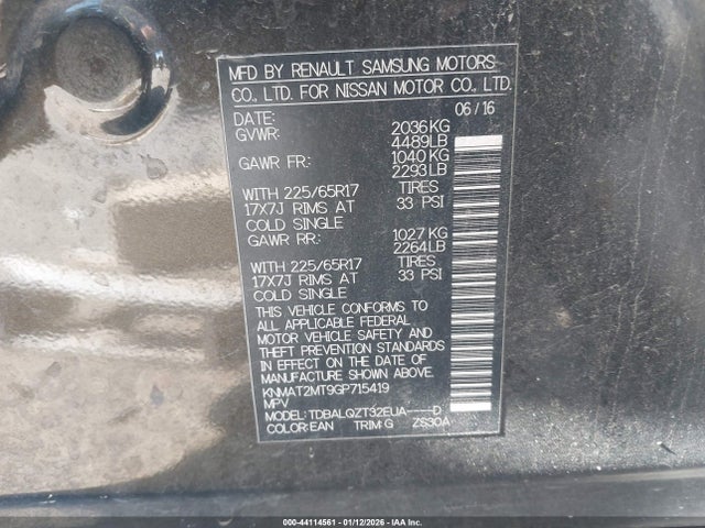 Nissan ROGUE SV 2016 KNMAT2MT9GP715419 Image 9