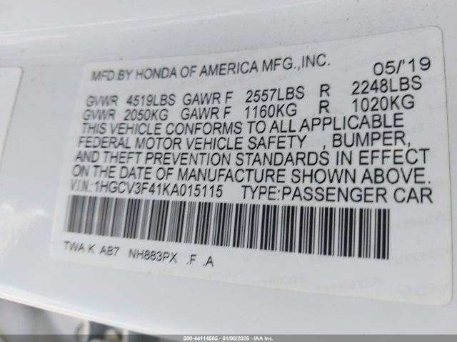 1HGCV3F41KA015115 Honda Accord Hybrid Ex