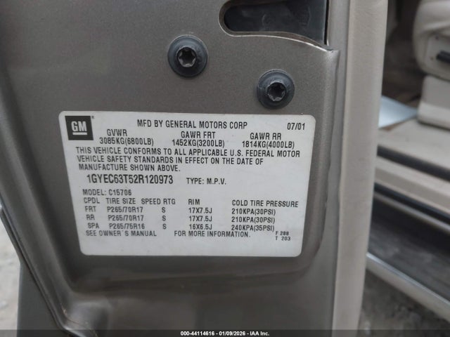 2002 CADILLAC ESCALADE 1GYEC63T52R120973 Photo 8