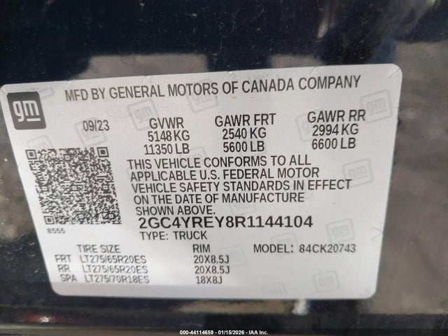 2GC4YREY8R1144104 Chevrolet Silverado 2500hd 4wd Standard Bed High Country