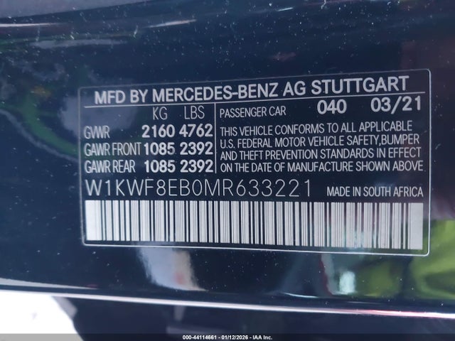 W1KWF8EB0MR633221 Mercedes-Benz C 300 4matic