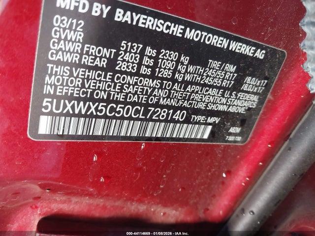 2012 BMW X3 5UXWX5C50CL728140 Photo 8