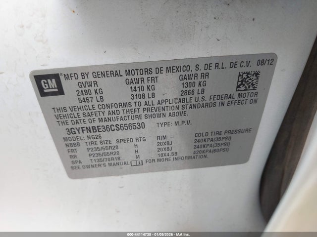 2012 CADILLAC SRX 3GYFNBE36CS656530 Photo 8