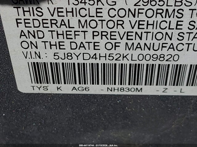 5J8YD4H52KL009820 Acura Mdx Tech Pkg