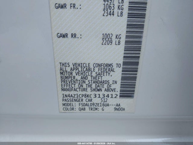 1N4AZ1CP8KC313412 Nissan LEAF SV