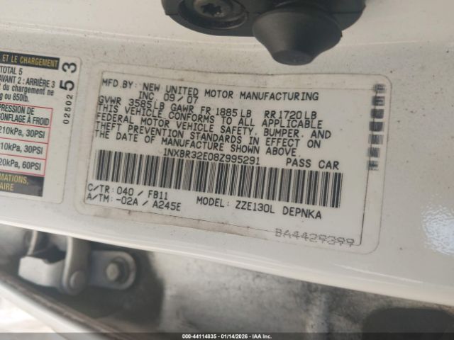 2008 TOYOTA COROLLA 1NXBR32E08Z995291 Photo 8