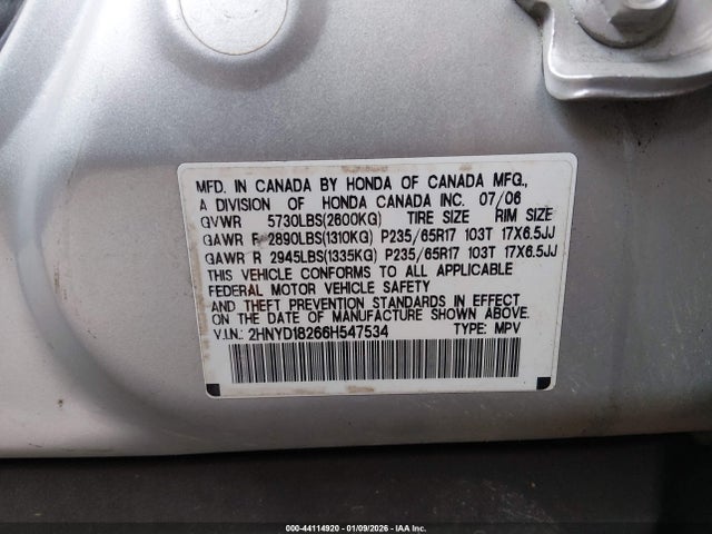 2006 ACURA MDX 2HNYD18266H547534 Photo 8