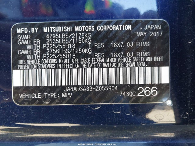 2017 MITSUBISHI OUTLANDER JA4AD3A33HZ055904 Photo 8