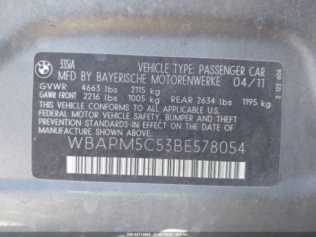 2011 BMW 335I WBAPM5C53BE578054 Photo 8