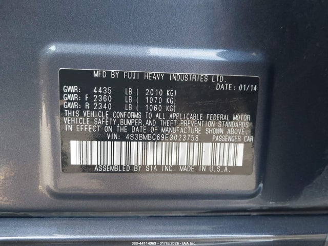 Subaru Legacy 2.5i Premium 2014 4S3BMBC69E3023758 Image 9
