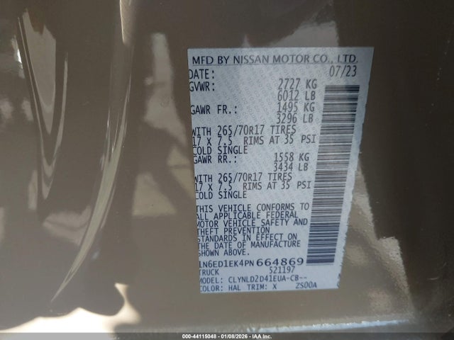 1N6ED1EK4PN664869 Nissan Frontier Pro-4x 4x4