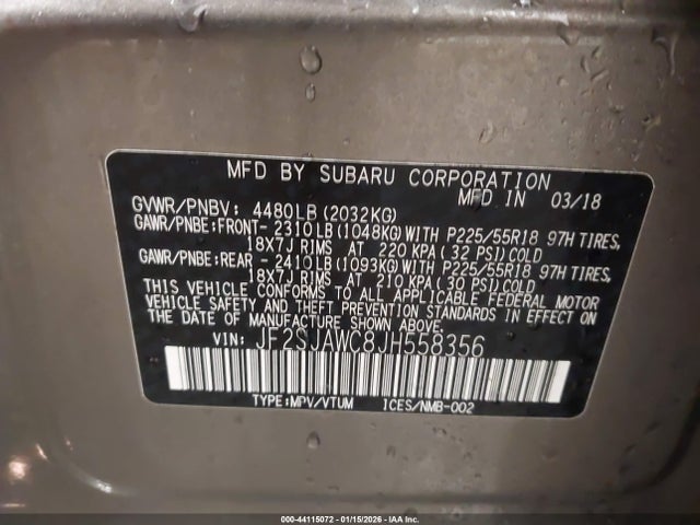 Subaru Forester 2.5i Touring 2018 JF2SJAWC8JH558356 Image 9