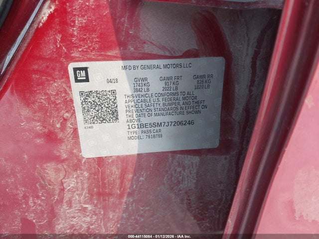 1G1BE5SM7J7206246 Chevrolet Cruze Lt Auto