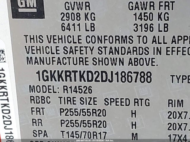 Продаж на аукціоні авто 2013 Gmc Acadia Denali, vin: 1GKKRTKD2DJ186788, номер лоту: 44115116