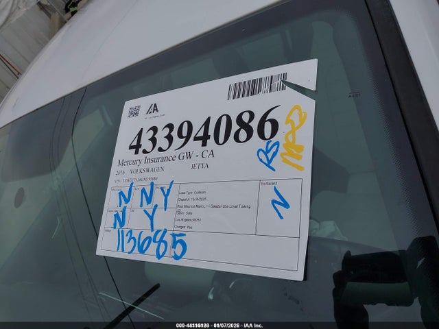 Продажа на аукционе авто 2016 Volkswagen Jetta 1.8t Sport, vin: 3VWD17AJ8GM393684, номер лота: 44115120
