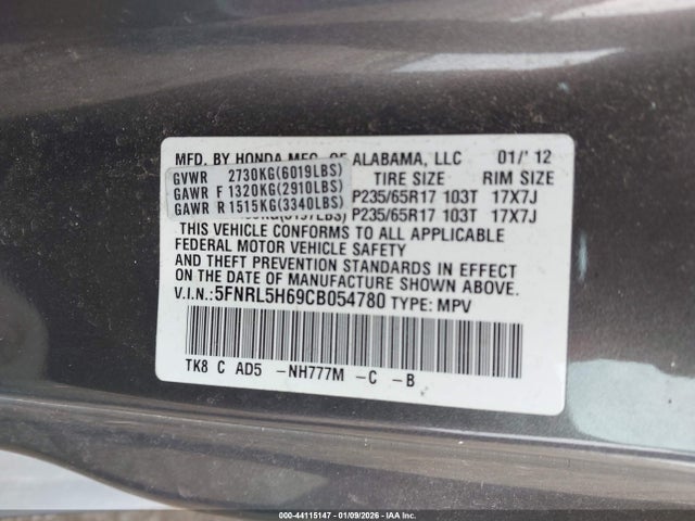 2012 HONDA ODYSSEY 5FNRL5H69CB054780 Photo 8