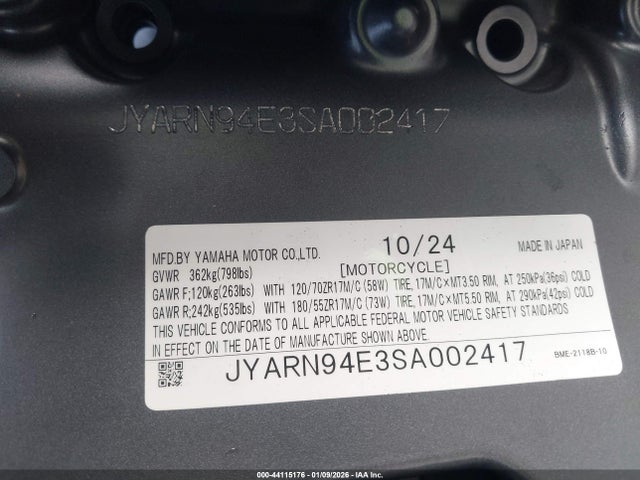 Yamaha MT09 2025 JYARN94E3SA002417 Image 10