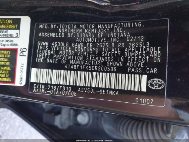 2012 TOYOTA CAMRY 4T4BF1FK5CR200599 Photo 8