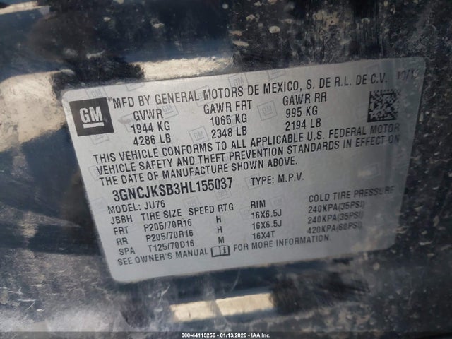 2017 CHEVROLET TRAX 3GNCJKSB3HL155037 Photo 8