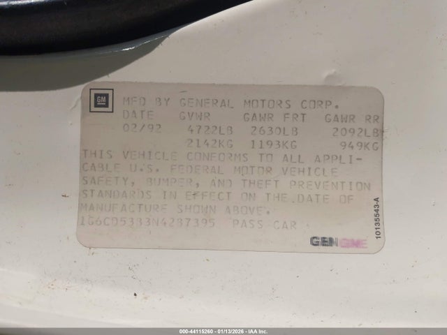 1992 CADILLAC DEVILLE 1G6CD53B3N4287395 Photo 8