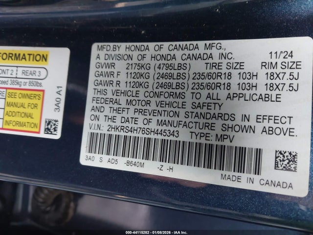 Honda Cr-v Ex-l Awd 2025 2HKRS4H76SH445343 Image 9