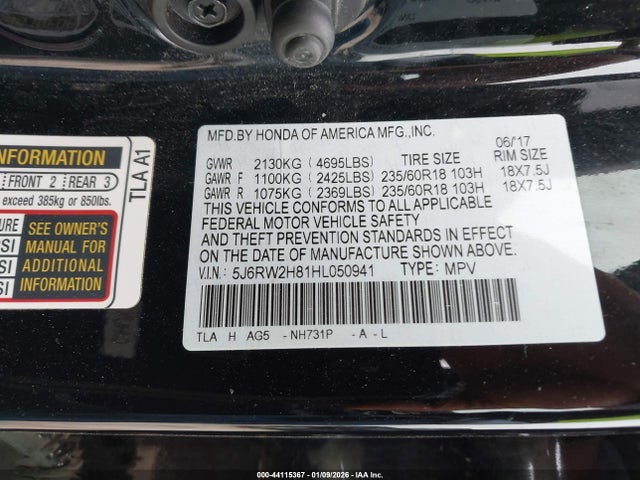 5J6RW2H81HL050941 Honda Cr-v Ex-l/ex-l Navi