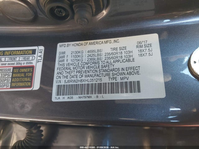 5J6RW2H8XHL051215 Honda Cr-v Ex-l/ex-l Navi