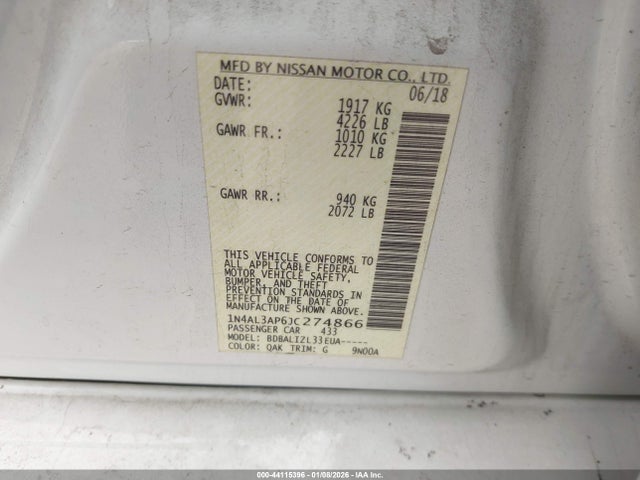 1N4AL3AP6JC274866 Nissan Altima 2.5 Sv