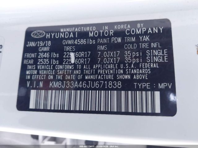 2018 HYUNDAI TUCSON KM8J33A46JU671838 Photo 8