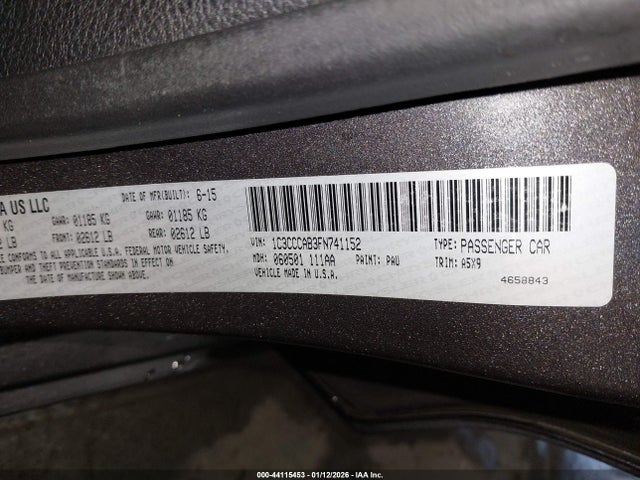 1C3CCCAB3FN741152 Chrysler 200 Limited