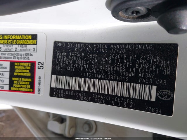 4T1G11AK6LU944816 Toyota CAMRY SE