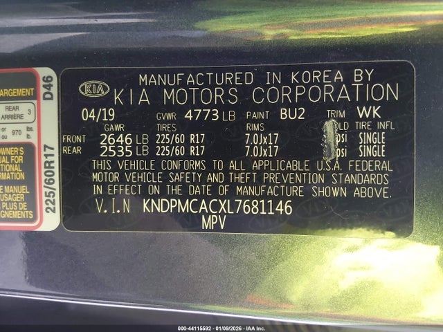 KNDPMCACXL7681146 KIA Sportage Lx